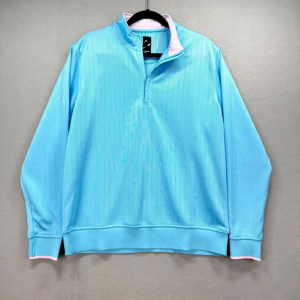 Head Golf 1/4 Zip Sweatshirt Mens XL Blue Perth Sugar Stripe Classic Performance